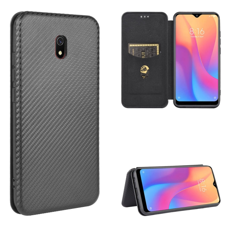 For Xiaomi Redmi 8A Carbon Fiber Texture Horizontal Flip TPU + PC + PU Leather Case with Card Slot