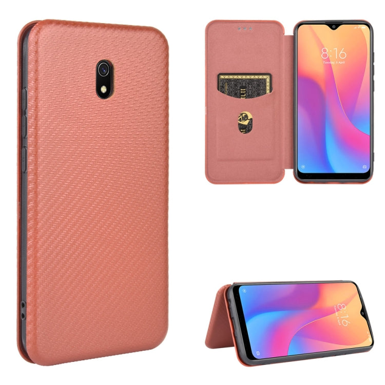 For Xiaomi Redmi 8A Carbon Fiber Texture Horizontal Flip TPU + PC + PU Leather Case with Card Slot