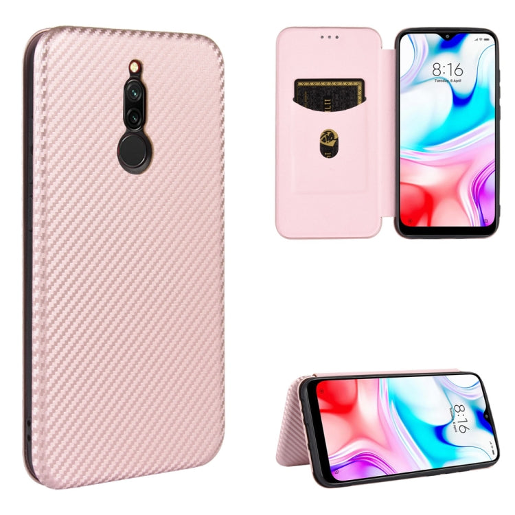 For Xiaomi Redmi 8 Carbon Fiber Texture Horizontal Flip TPU + PC + PU Leather Case with Card Slot