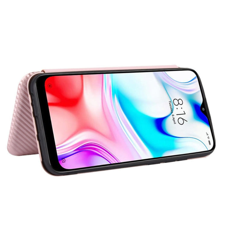 For Xiaomi Redmi 8 Carbon Fiber Texture Horizontal Flip TPU + PC + PU Leather Case with Card Slot