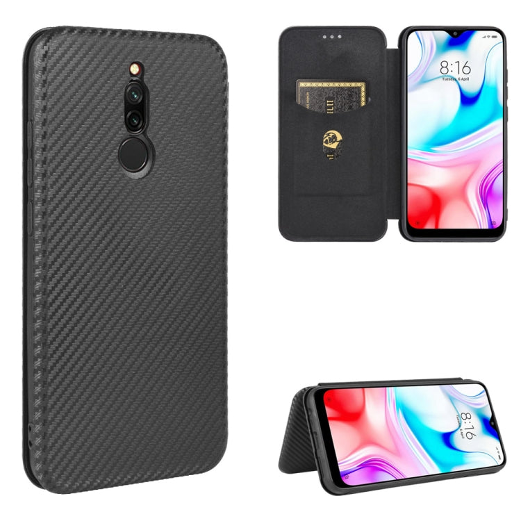 For Xiaomi Redmi 8 Carbon Fiber Texture Horizontal Flip TPU + PC + PU Leather Case with Card Slot