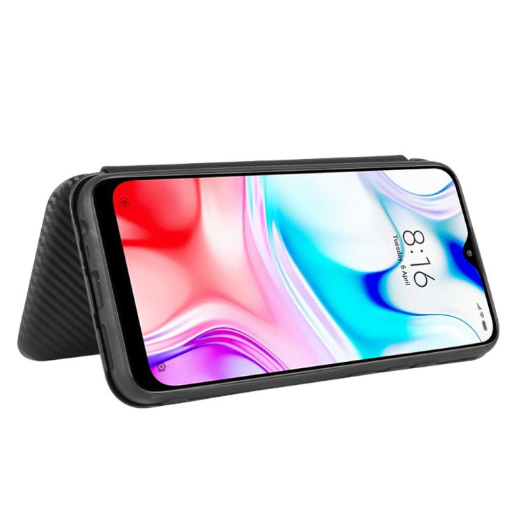For Xiaomi Redmi 8 Carbon Fiber Texture Horizontal Flip TPU + PC + PU Leather Case with Card Slot
