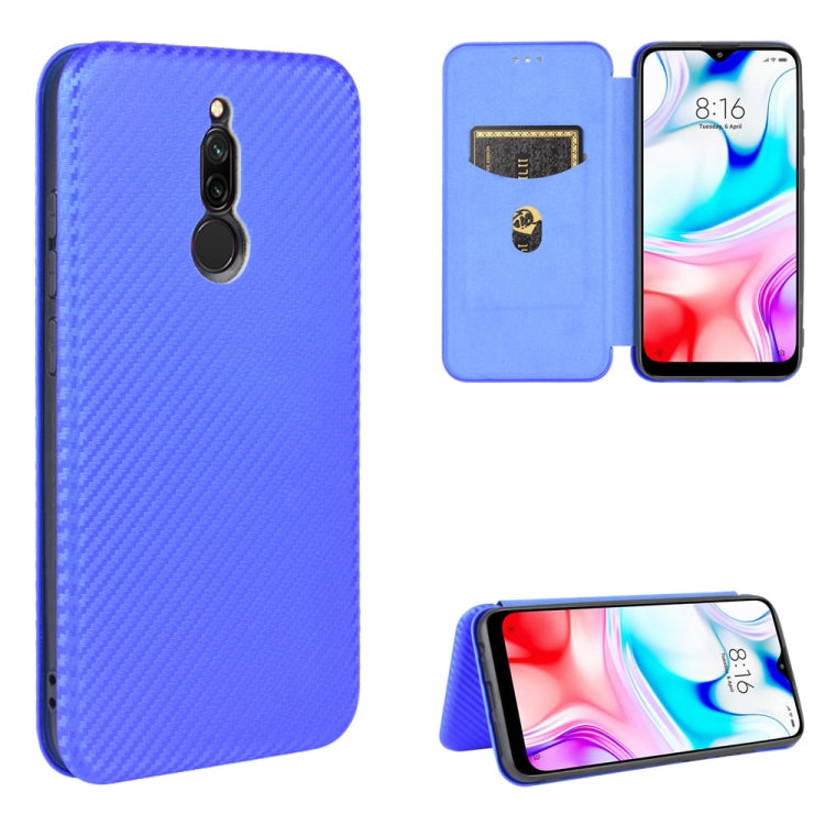 For Xiaomi Redmi 8 Carbon Fiber Texture Horizontal Flip TPU + PC + PU Leather Case with Card Slot