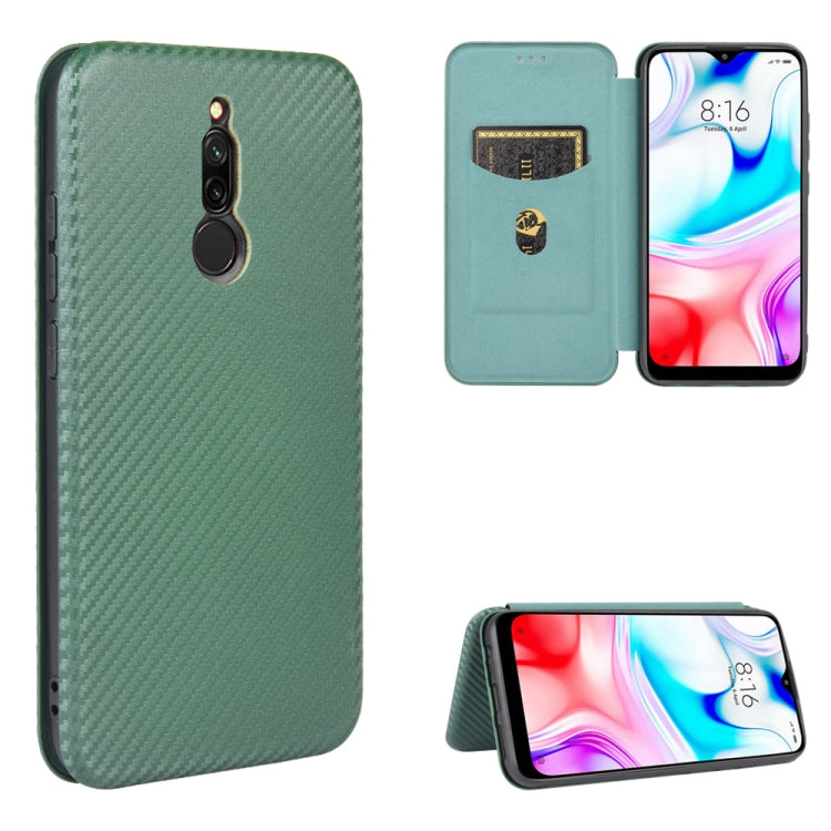 For Xiaomi Redmi 8 Carbon Fiber Texture Horizontal Flip TPU + PC + PU Leather Case with Card Slot