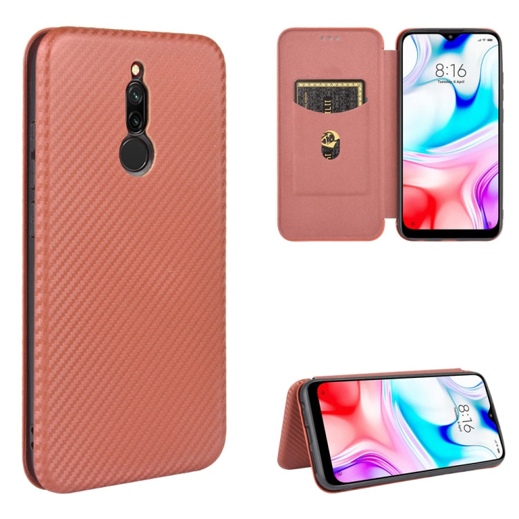 For Xiaomi Redmi 8 Carbon Fiber Texture Horizontal Flip TPU + PC + PU Leather Case with Card Slot