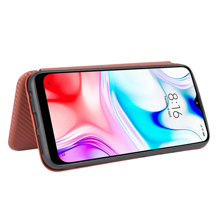For Xiaomi Redmi 8 Carbon Fiber Texture Horizontal Flip TPU + PC + PU Leather Case with Card Slot