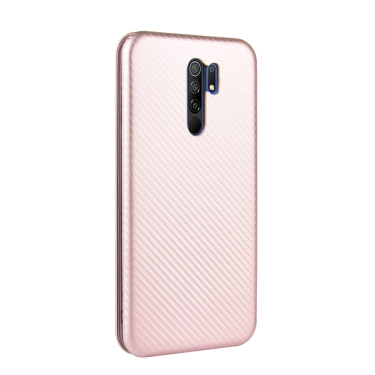 For Xiaomi Redmi 9 Carbon Fiber Texture Horizontal Flip TPU + PC + PU Leather Case with Card Slot
