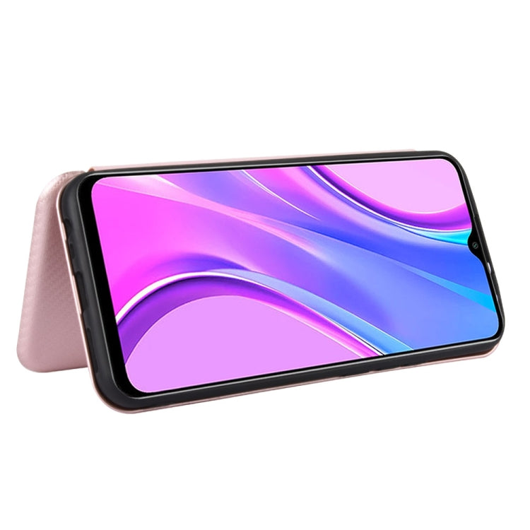 For Xiaomi Redmi 9 Carbon Fiber Texture Horizontal Flip TPU + PC + PU Leather Case with Card Slot