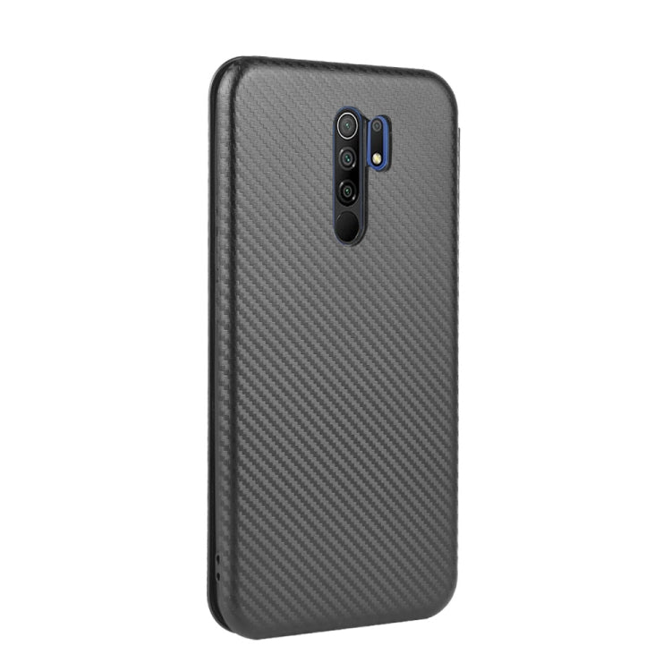For Xiaomi Redmi 9 Carbon Fiber Texture Horizontal Flip TPU + PC + PU Leather Case with Card Slot
