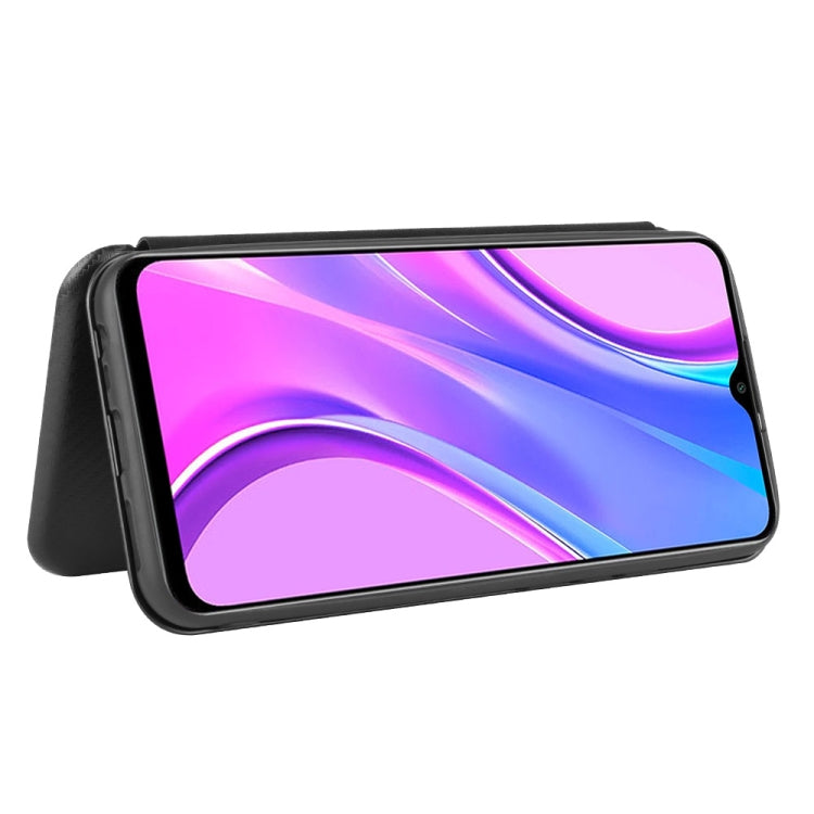 For Xiaomi Redmi 9 Carbon Fiber Texture Horizontal Flip TPU + PC + PU Leather Case with Card Slot