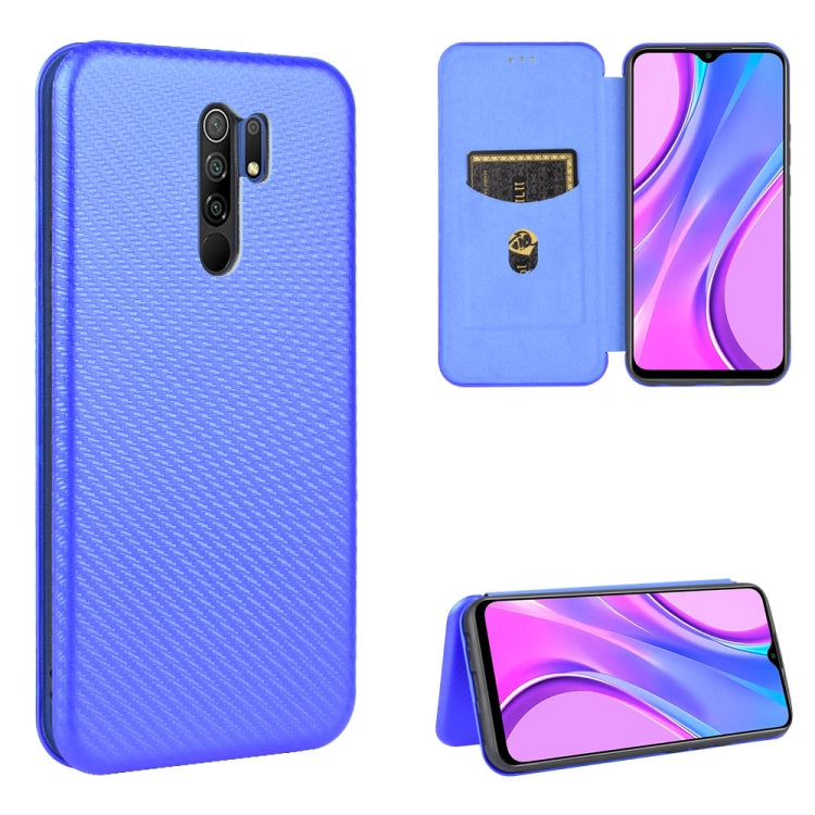 For Xiaomi Redmi 9 Carbon Fiber Texture Horizontal Flip TPU + PC + PU Leather Case with Card Slot