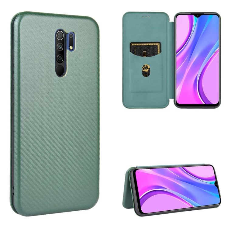 For Xiaomi Redmi 9 Carbon Fiber Texture Horizontal Flip TPU + PC + PU Leather Case with Card Slot