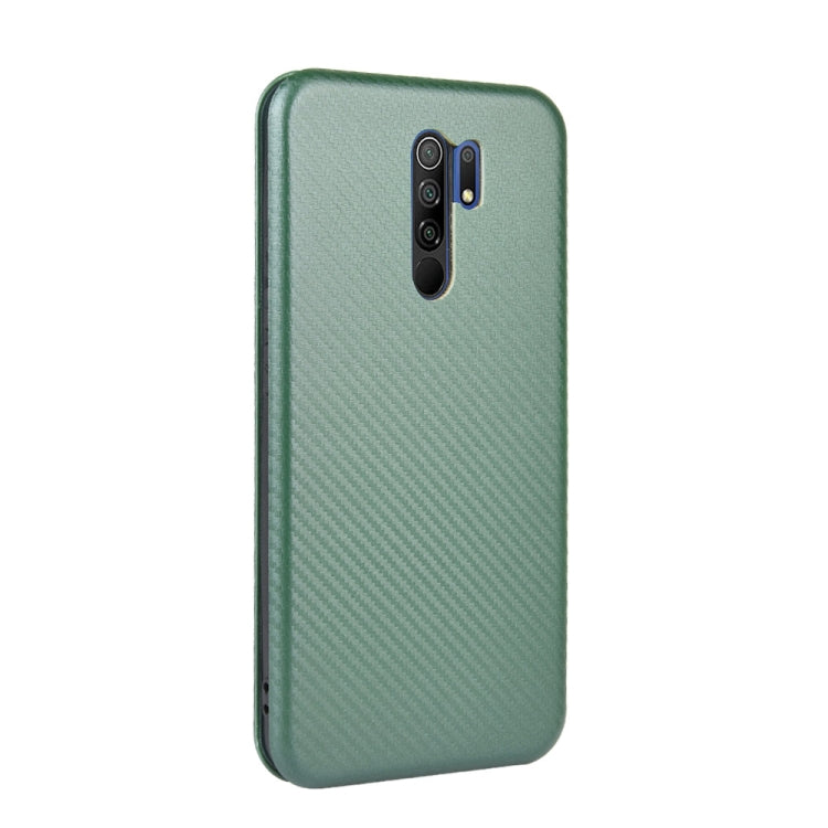 For Xiaomi Redmi 9 Carbon Fiber Texture Horizontal Flip TPU + PC + PU Leather Case with Card Slot