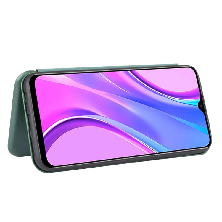 For Xiaomi Redmi 9 Carbon Fiber Texture Horizontal Flip TPU + PC + PU Leather Case with Card Slot