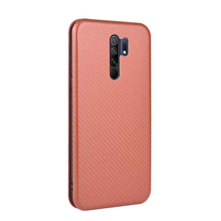 For Xiaomi Redmi 9 Carbon Fiber Texture Horizontal Flip TPU + PC + PU Leather Case with Card Slot
