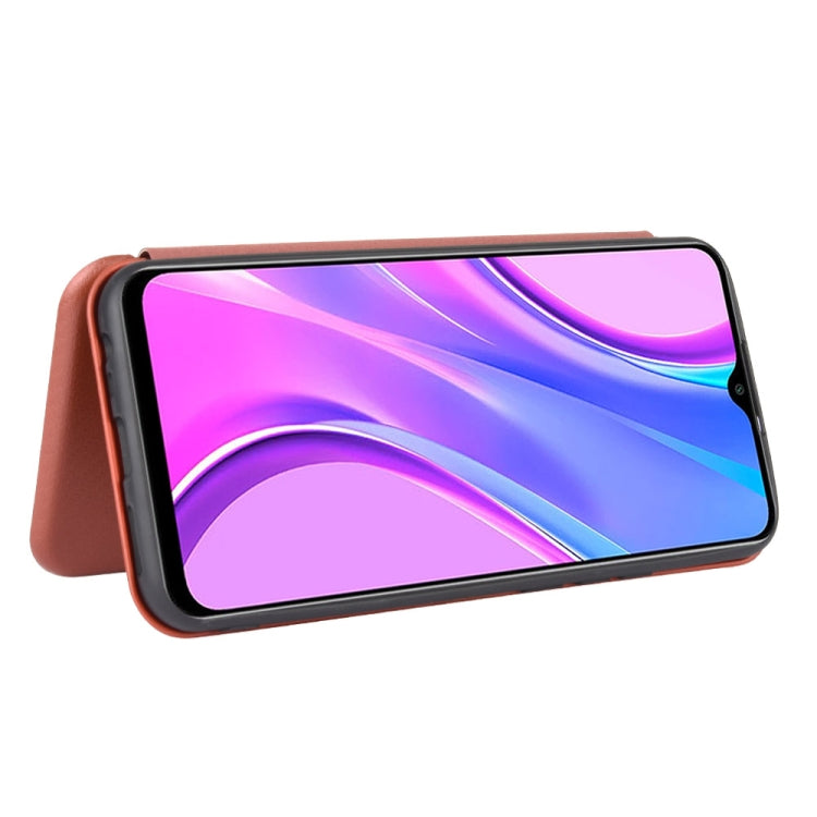 For Xiaomi Redmi 9 Carbon Fiber Texture Horizontal Flip TPU + PC + PU Leather Case with Card Slot