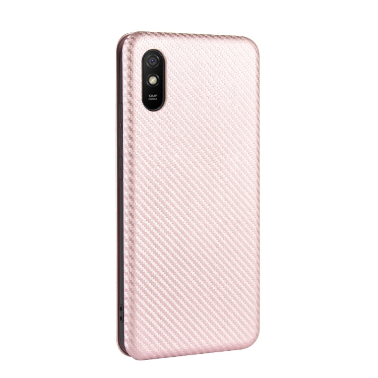 For Xiaomi Redmi 9A Carbon Fiber Texture Horizontal Flip TPU + PC + PU Leather Case with Card Slot