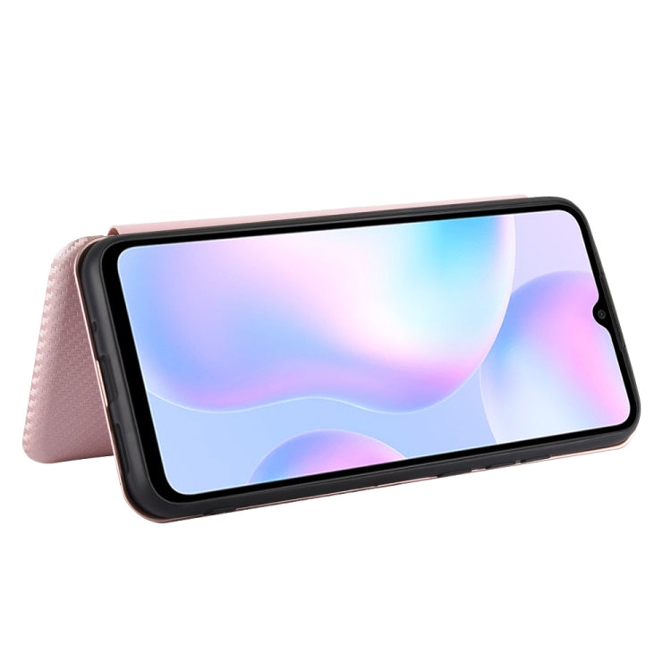 For Xiaomi Redmi 9A Carbon Fiber Texture Horizontal Flip TPU + PC + PU Leather Case with Card Slot