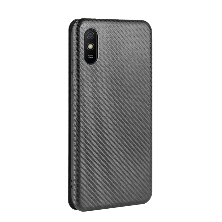 For Xiaomi Redmi 9A Carbon Fiber Texture Horizontal Flip TPU + PC + PU Leather Case with Card Slot