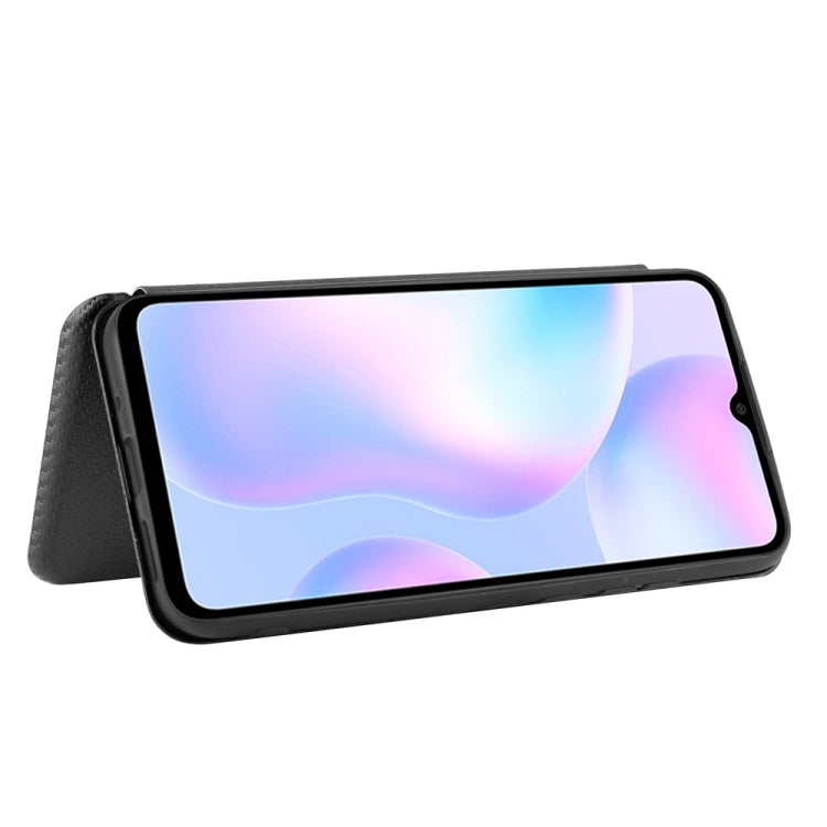For Xiaomi Redmi 9A Carbon Fiber Texture Horizontal Flip TPU + PC + PU Leather Case with Card Slot