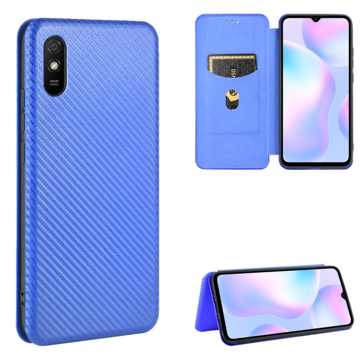 For Xiaomi Redmi 9A Carbon Fiber Texture Horizontal Flip TPU + PC + PU Leather Case with Card Slot