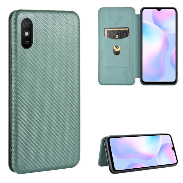 For Xiaomi Redmi 9A Carbon Fiber Texture Horizontal Flip TPU + PC + PU Leather Case with Card Slot