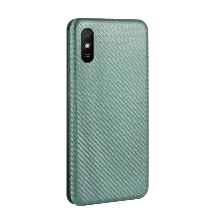 For Xiaomi Redmi 9A Carbon Fiber Texture Horizontal Flip TPU + PC + PU Leather Case with Card Slot