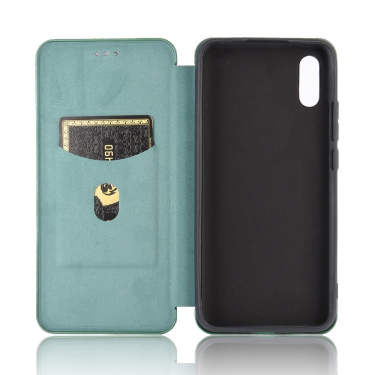 For Xiaomi Redmi 9A Carbon Fiber Texture Horizontal Flip TPU + PC + PU Leather Case with Card Slot