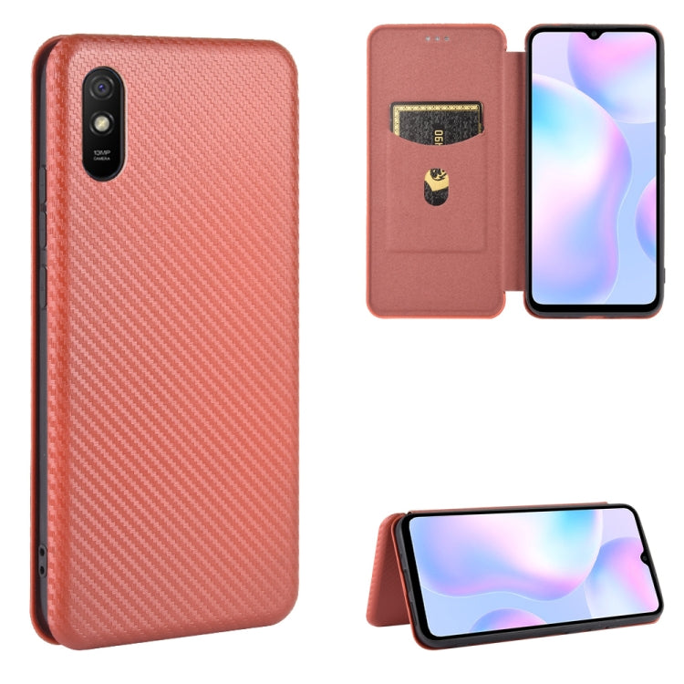 For Xiaomi Redmi 9A Carbon Fiber Texture Horizontal Flip TPU + PC + PU Leather Case with Card Slot