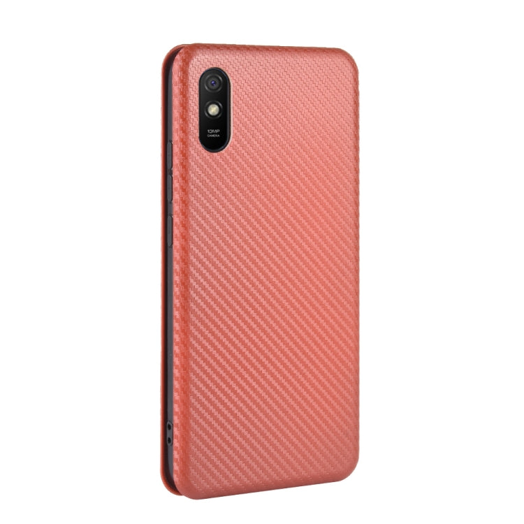 For Xiaomi Redmi 9A Carbon Fiber Texture Horizontal Flip TPU + PC + PU Leather Case with Card Slot