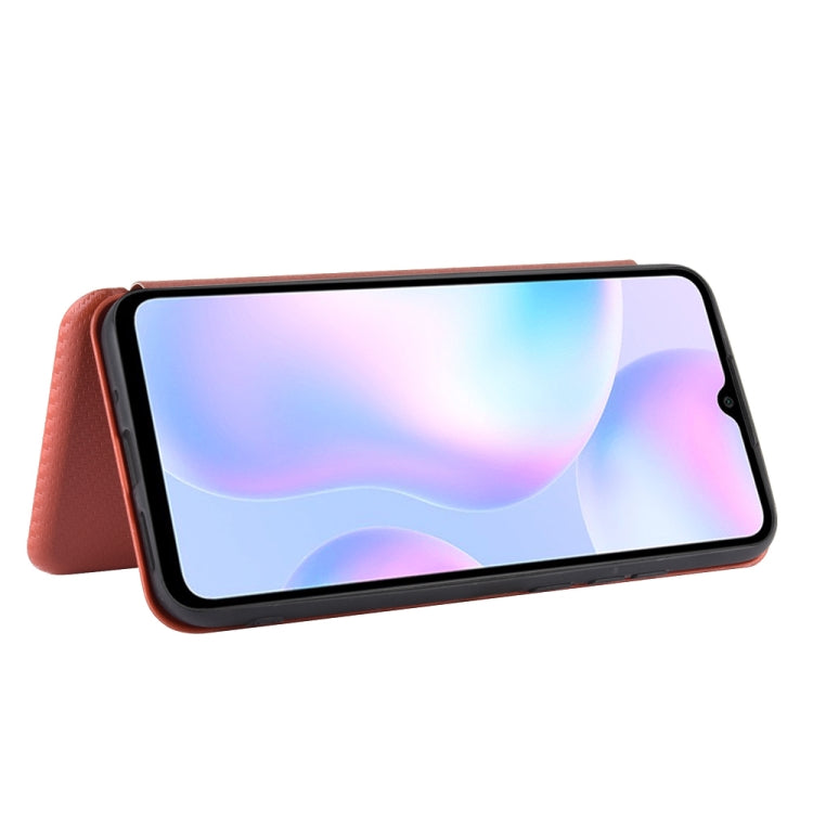 For Xiaomi Redmi 9A Carbon Fiber Texture Horizontal Flip TPU + PC + PU Leather Case with Card Slot
