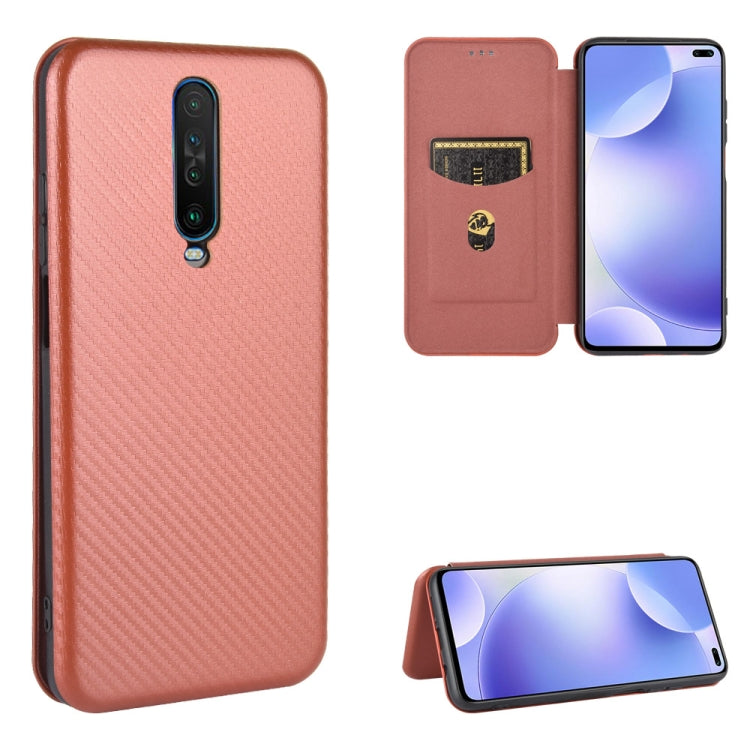 For Xiaomi Redmi K30 Carbon Fiber Texture Horizontal Flip TPU + PC + PU Leather Case with Card Slot