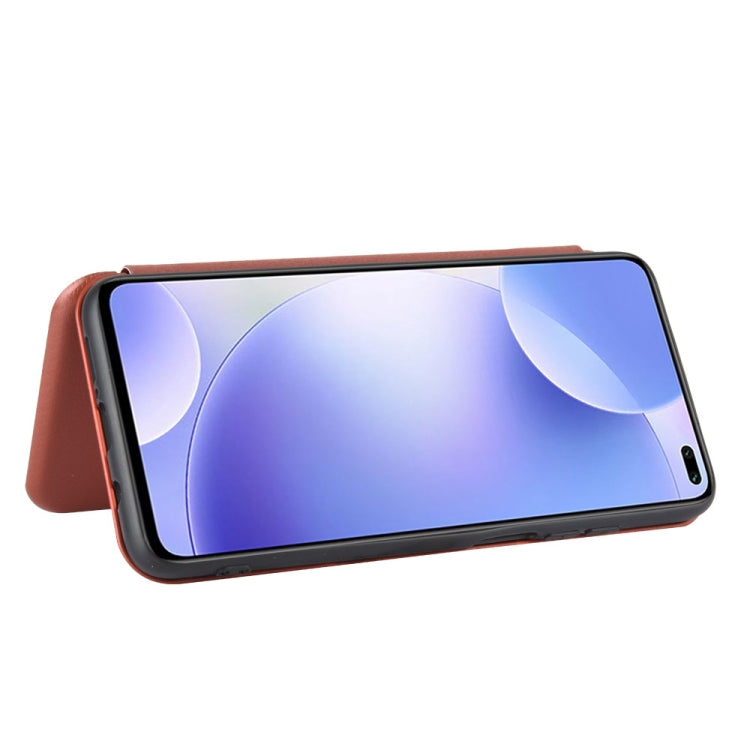 For Xiaomi Redmi K30 Carbon Fiber Texture Horizontal Flip TPU + PC + PU Leather Case with Card Slot