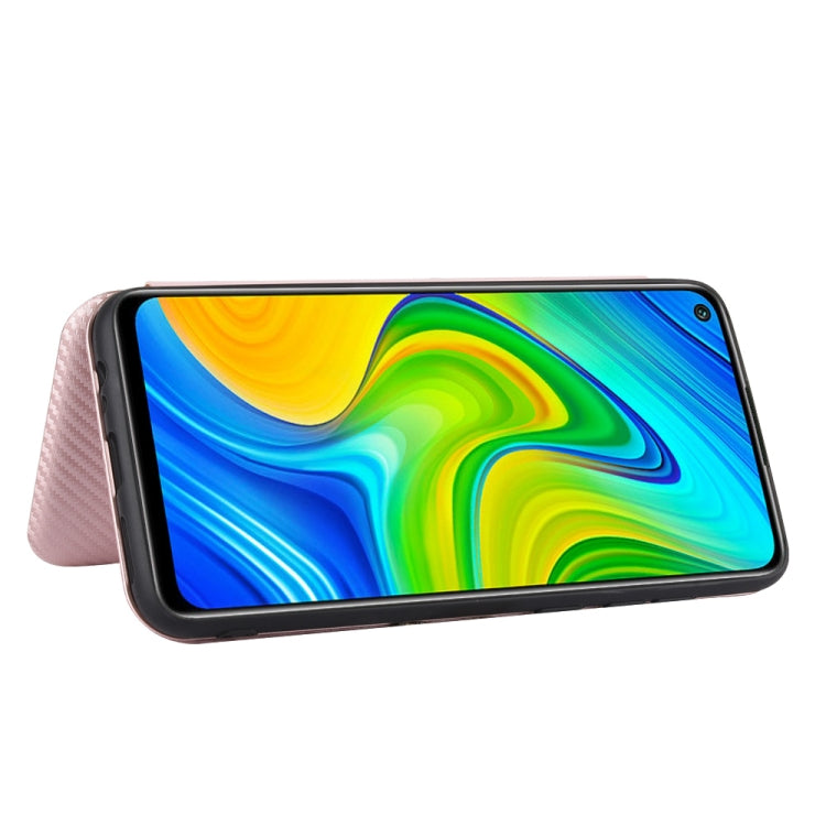 For Xiaomi Redmi Note 9 Carbon Fiber Texture Horizontal Flip TPU + PC + PU Leather Case with Card Slot