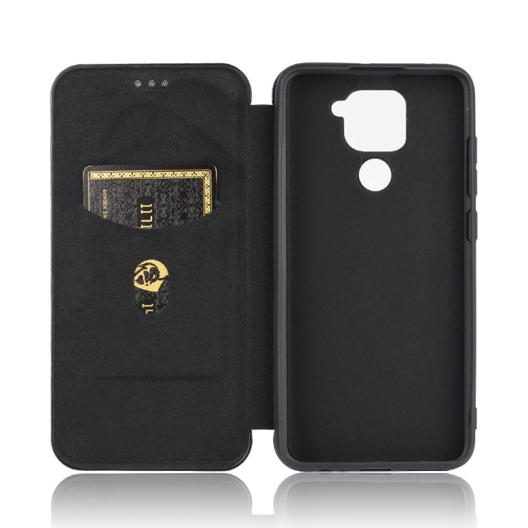 For Xiaomi Redmi Note 9 Carbon Fiber Texture Horizontal Flip TPU + PC + PU Leather Case with Card Slot
