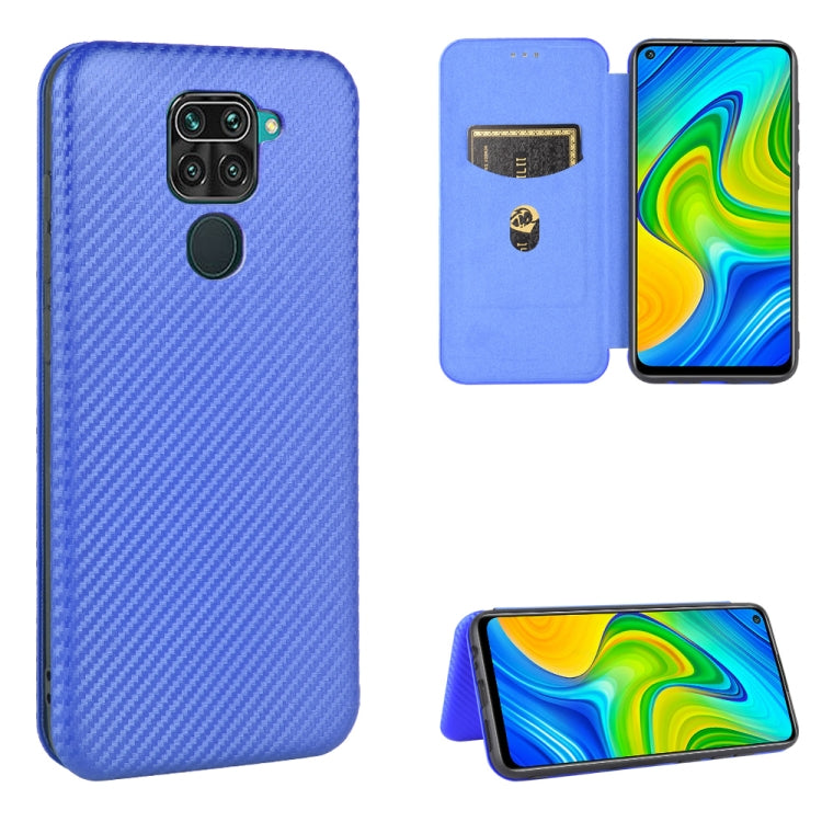 For Xiaomi Redmi Note 9 Carbon Fiber Texture Horizontal Flip TPU + PC + PU Leather Case with Card Slot
