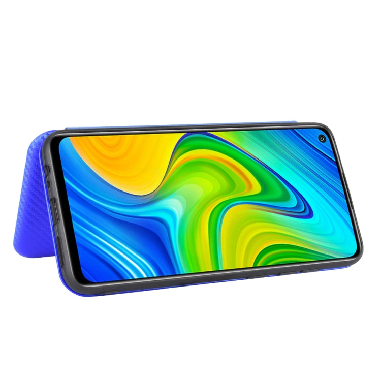 For Xiaomi Redmi Note 9 Carbon Fiber Texture Horizontal Flip TPU + PC + PU Leather Case with Card Slot