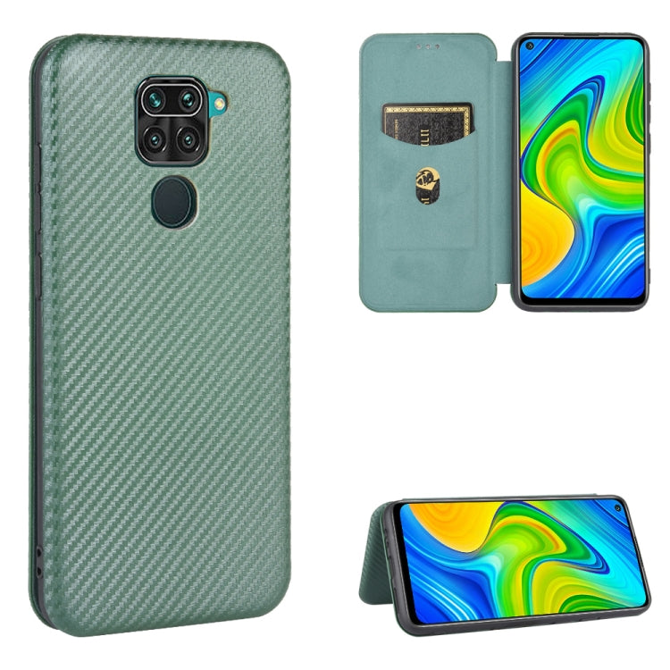 For Xiaomi Redmi Note 9 Carbon Fiber Texture Horizontal Flip TPU + PC + PU Leather Case with Card Slot