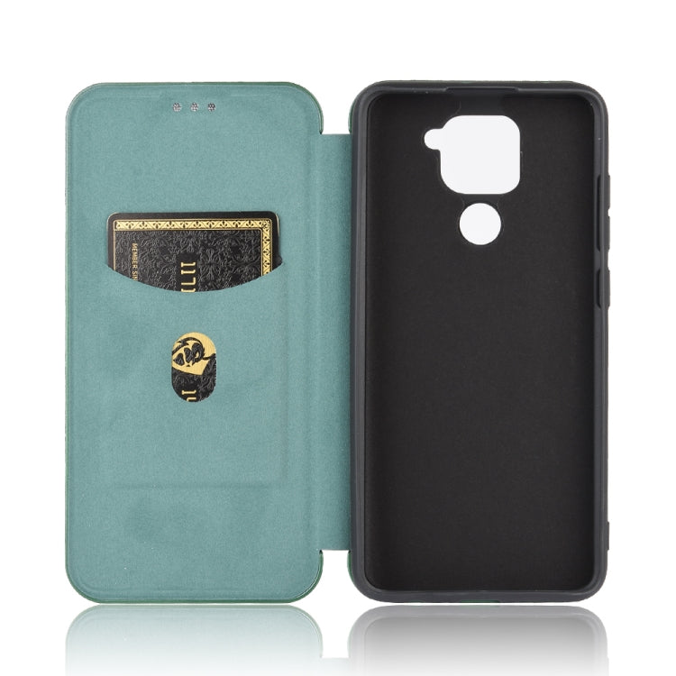 For Xiaomi Redmi Note 9 Carbon Fiber Texture Horizontal Flip TPU + PC + PU Leather Case with Card Slot