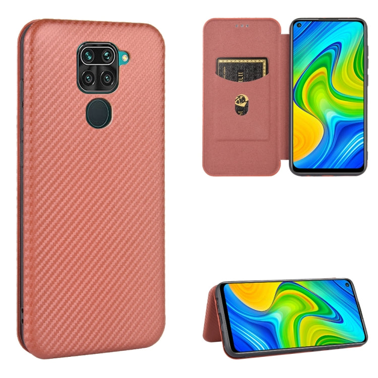 For Xiaomi Redmi Note 9 Carbon Fiber Texture Horizontal Flip TPU + PC + PU Leather Case with Card Slot
