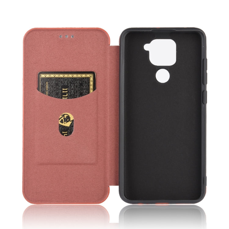 For Xiaomi Redmi Note 9 Carbon Fiber Texture Horizontal Flip TPU + PC + PU Leather Case with Card Slot