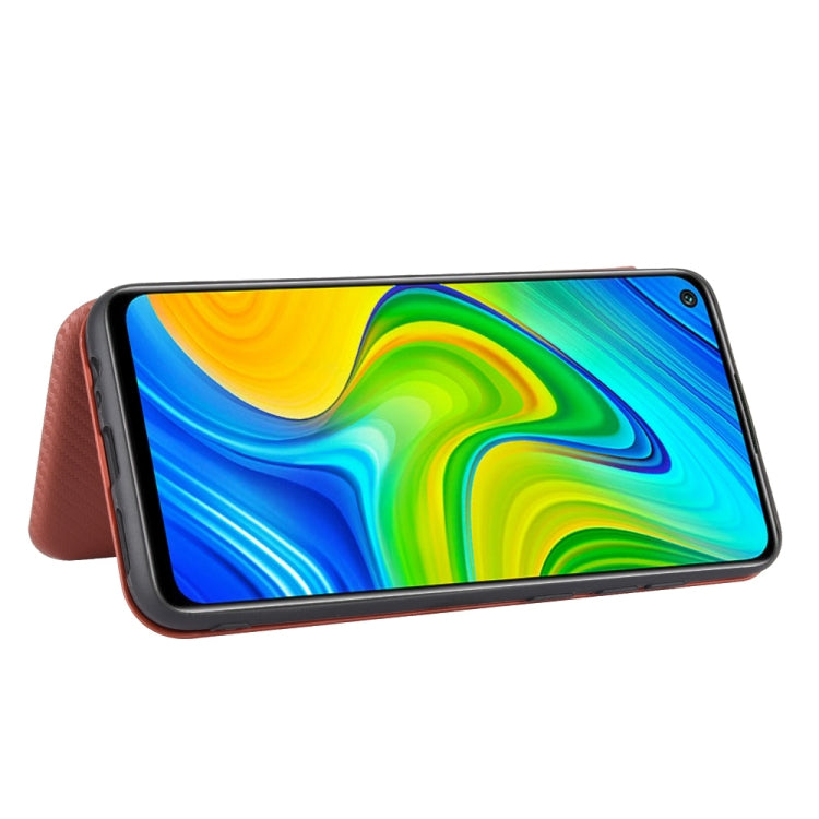 For Xiaomi Redmi Note 9 Carbon Fiber Texture Horizontal Flip TPU + PC + PU Leather Case with Card Slot