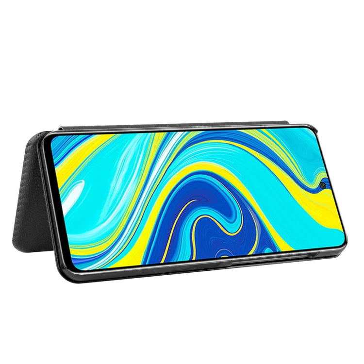 For Xiaomi Redmi Note 9S Carbon Fiber Texture Horizontal Flip TPU + PC + PU Leather Case with Card Slot