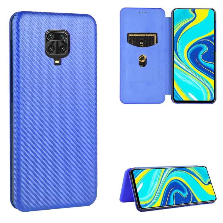 For Xiaomi Redmi Note 9S Carbon Fiber Texture Horizontal Flip TPU + PC + PU Leather Case with Card Slot