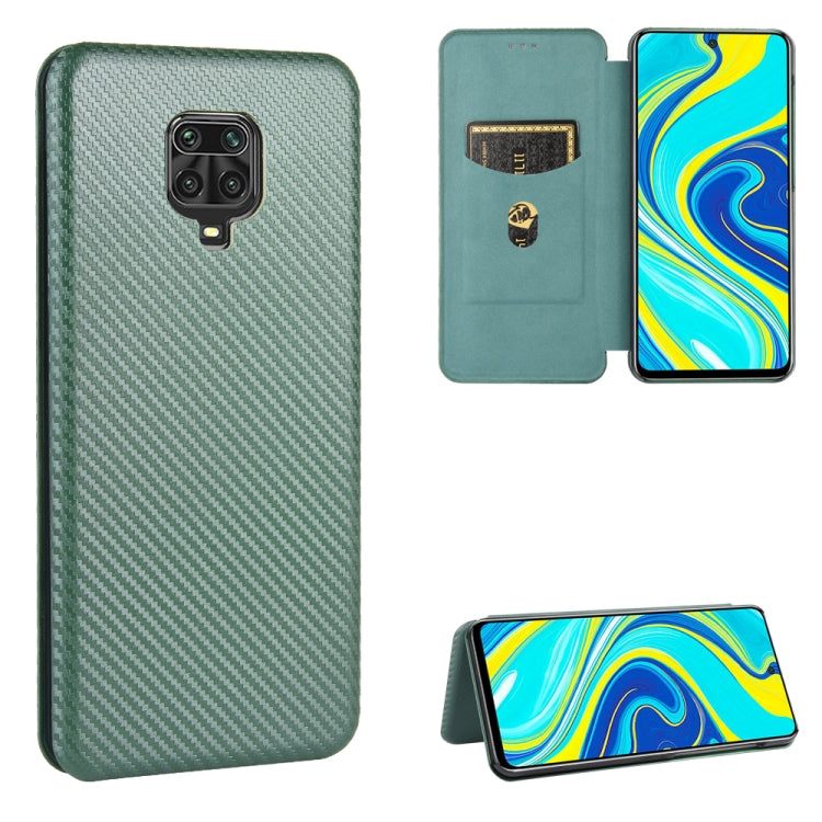 For Xiaomi Redmi Note 9S Carbon Fiber Texture Horizontal Flip TPU + PC + PU Leather Case with Card Slot