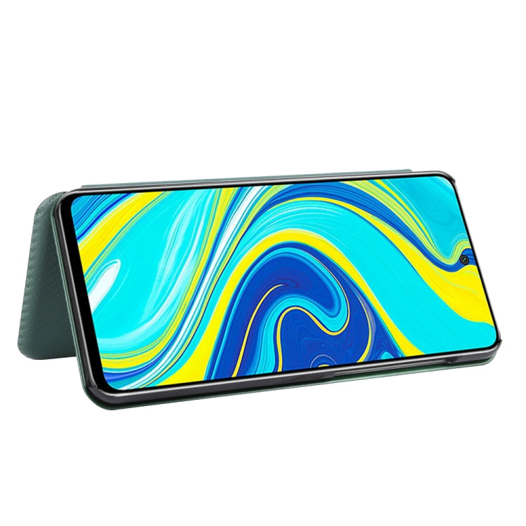 For Xiaomi Redmi Note 9S Carbon Fiber Texture Horizontal Flip TPU + PC + PU Leather Case with Card Slot
