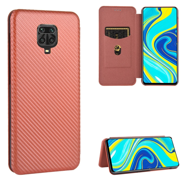 For Xiaomi Redmi Note 9S Carbon Fiber Texture Horizontal Flip TPU + PC + PU Leather Case with Card Slot