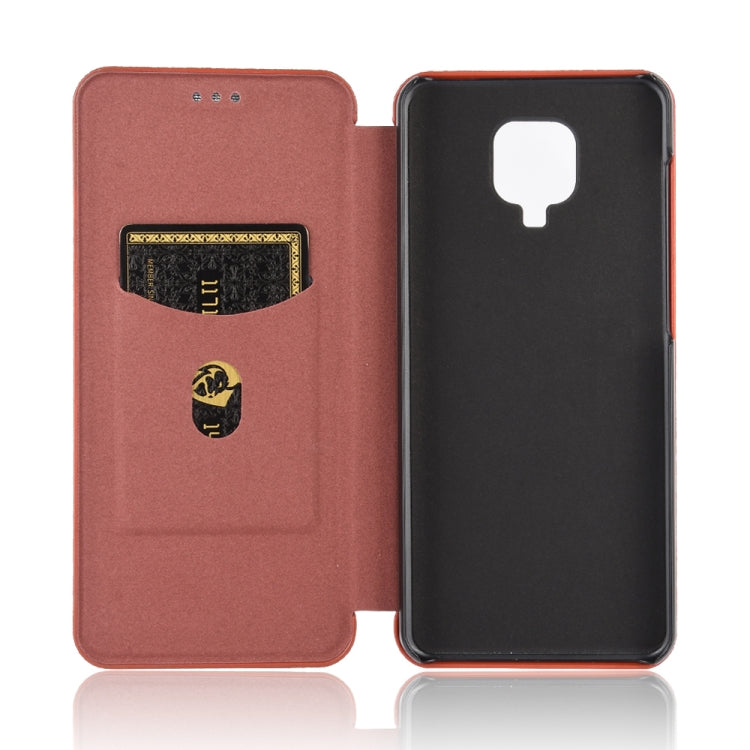 For Xiaomi Redmi Note 9S Carbon Fiber Texture Horizontal Flip TPU + PC + PU Leather Case with Card Slot