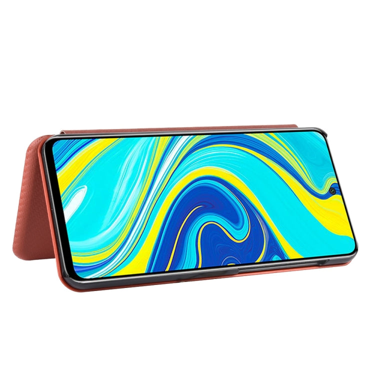 For Xiaomi Redmi Note 9S Carbon Fiber Texture Horizontal Flip TPU + PC + PU Leather Case with Card Slot