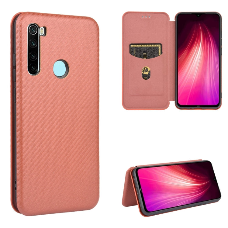 For Xiaomi Redmi Note 8 Carbon Fiber Texture Horizontal Flip TPU + PC + PU Leather Case with Card Slot